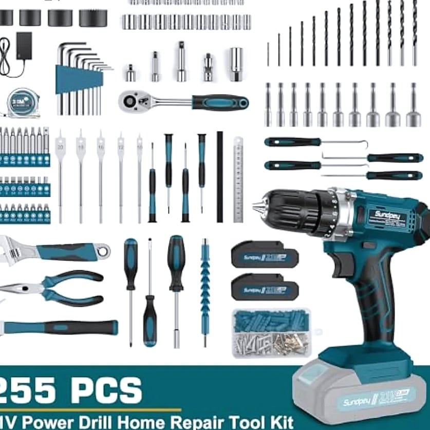 Kankeirr 21V Cordless Drill Kit with 255-Piece Accessory Set