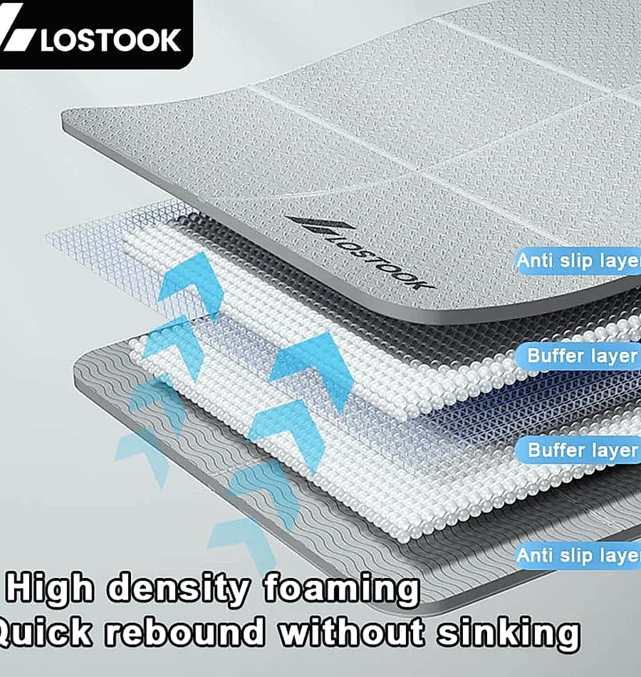 Lostook 4mm TPE Foldable Yoga Mat 183x61cm for Travel