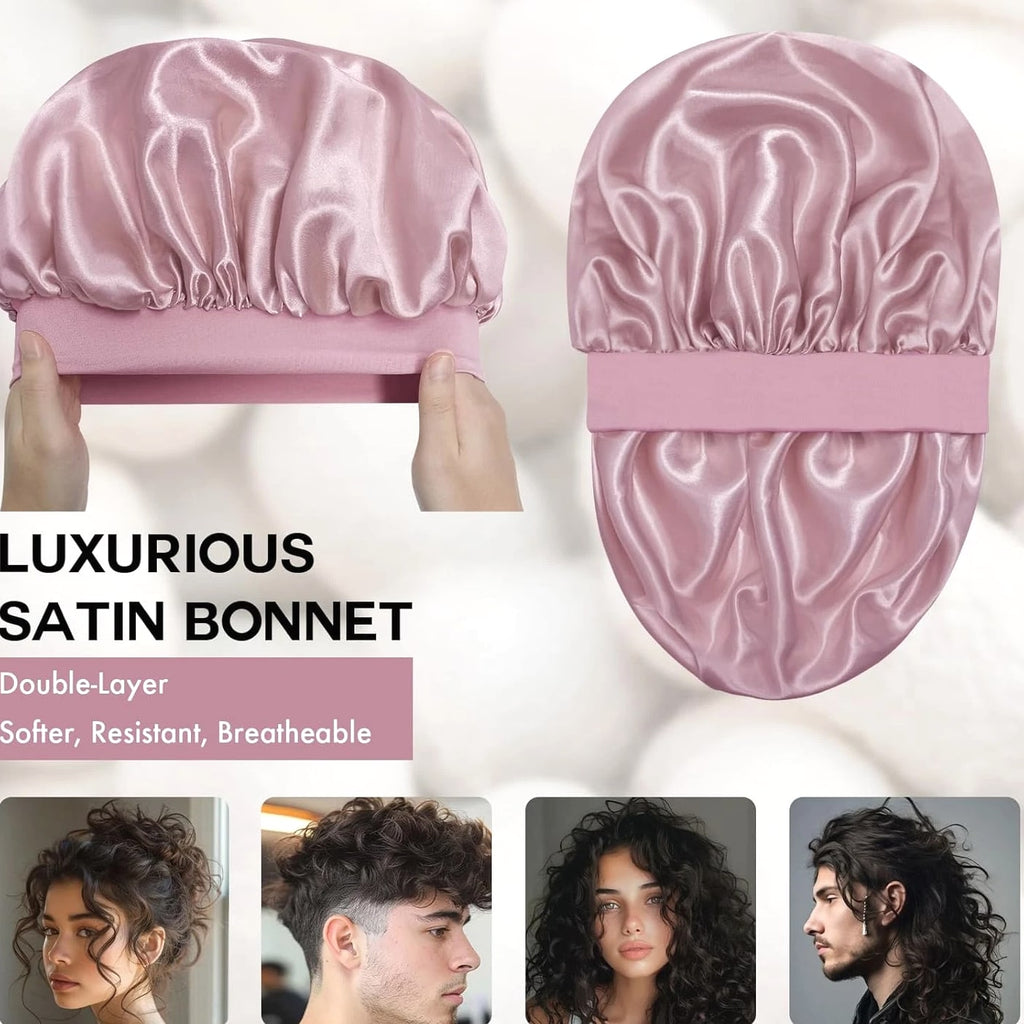Satin Silk Bonnet for Sleeping, Double Layer Silk Sleep Cap, Soft Satin Lined