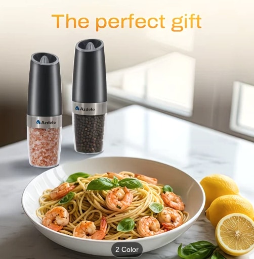 2 Pcs Gravity-sensing Electric Salt & Pepper Grinder Set, Battery-powered LED
