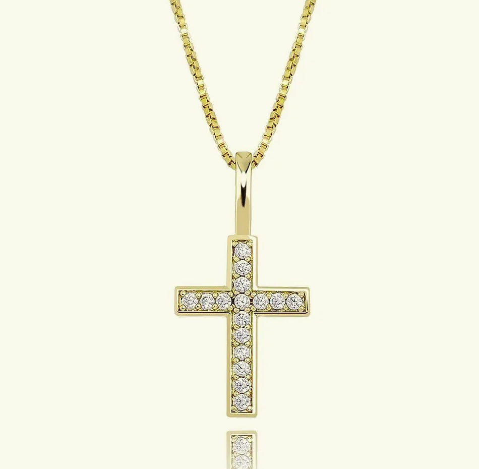 TOPGRILLZ 925 Sterling Silver Ice Zircon Cross Pendant