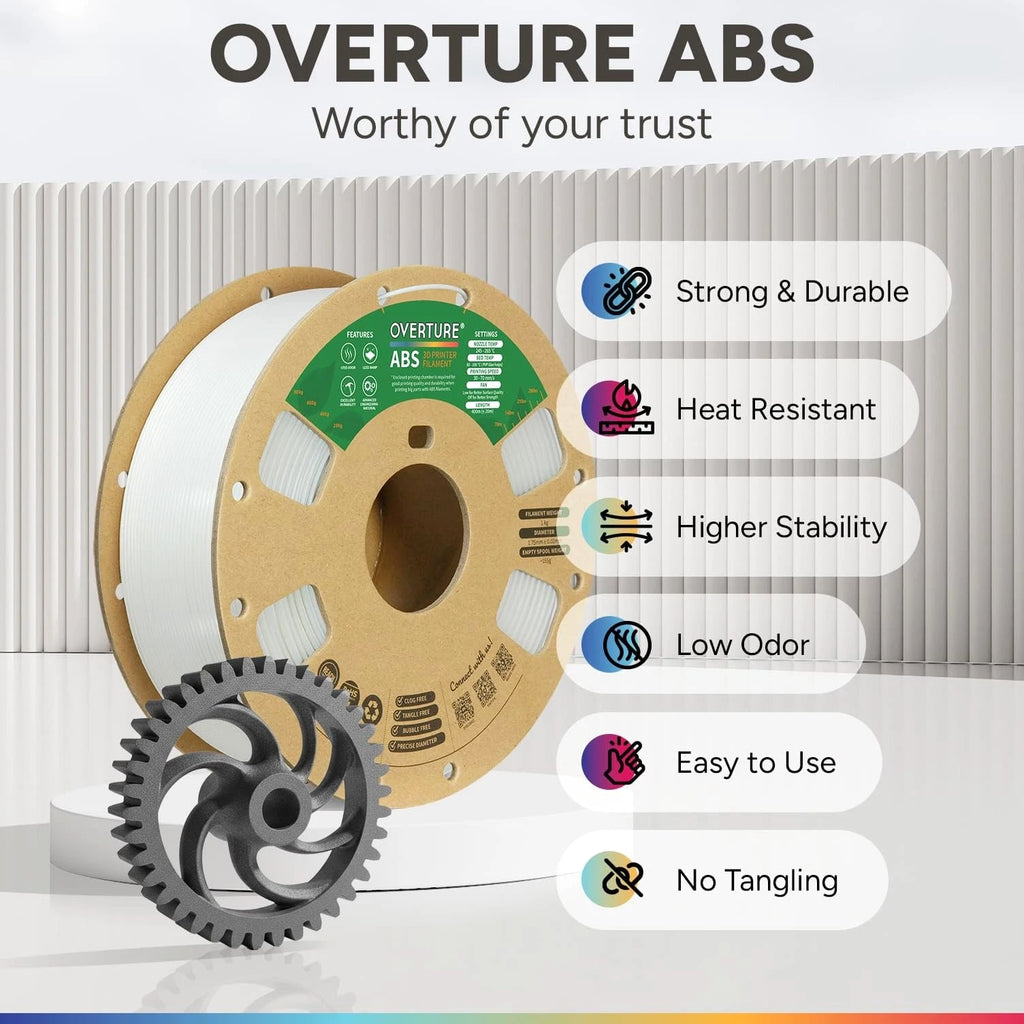 ABS Filament 1.75mm, High Strength & Heat-Resistant 3D Printer Material, Low ...