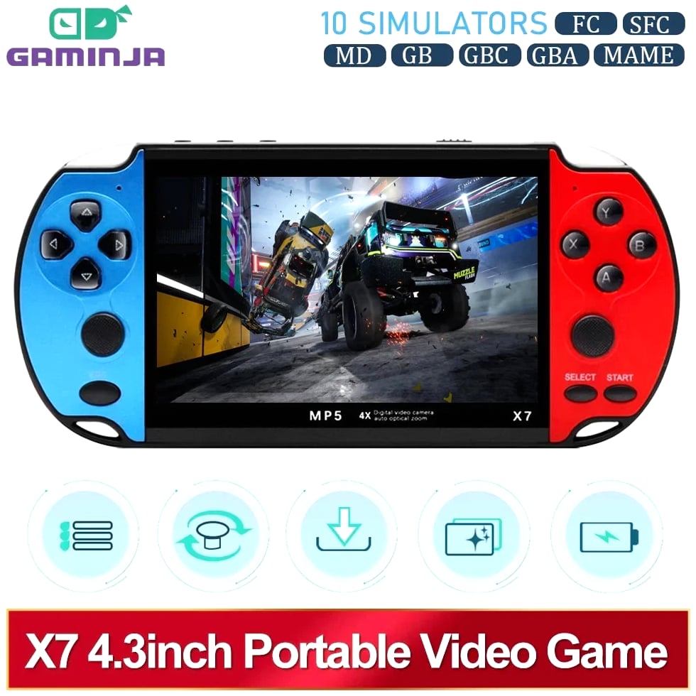 X7 Handheld Game Console IPS Screen Video Game Player HD Game Console 4.3Inch