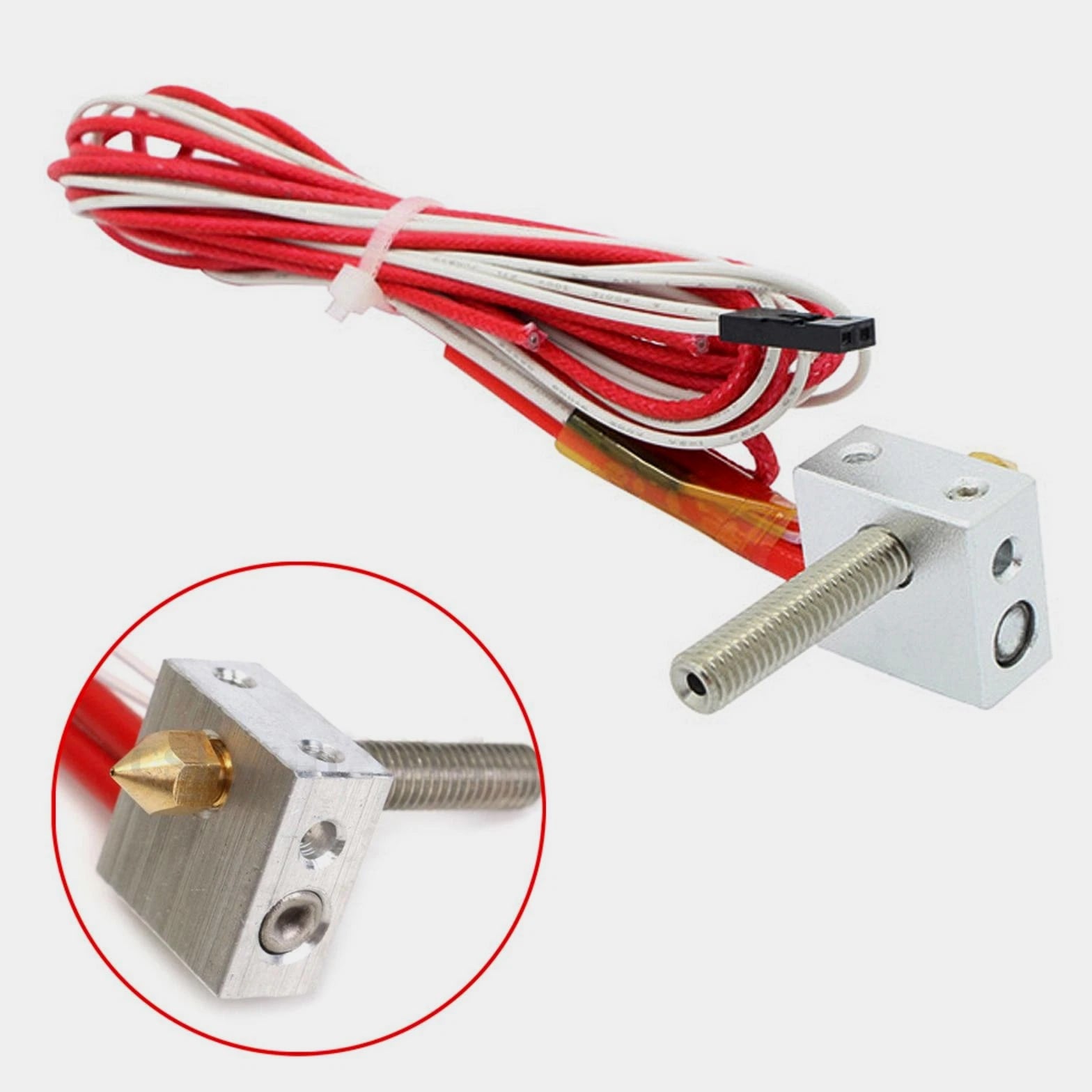 3D Printer MK8 Assembled Extruder Hotend 1.75mm to 0.4mm Nozzle Heating Block