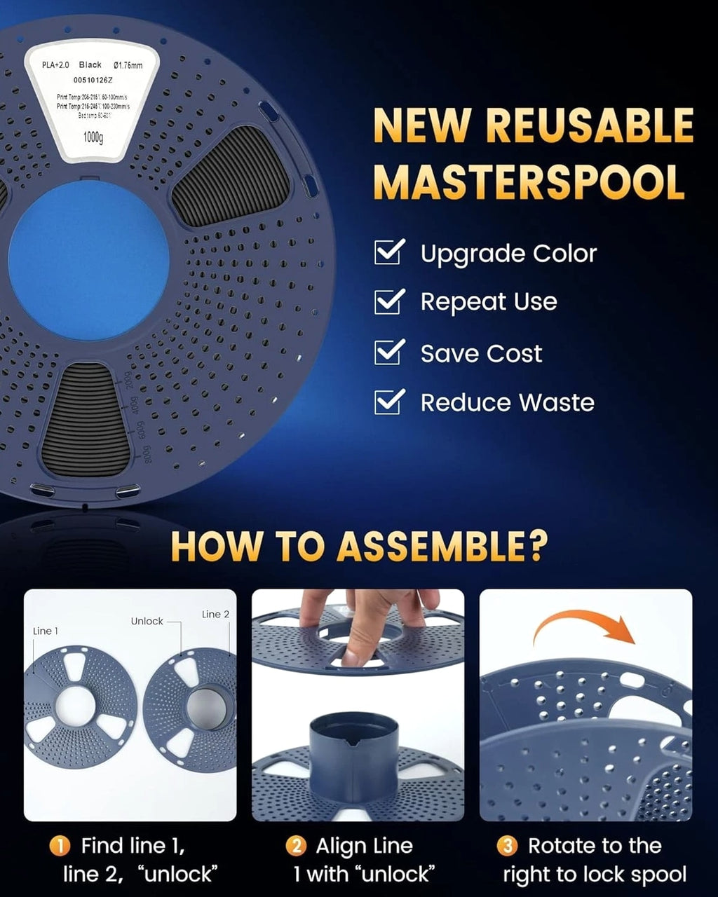 4KG  PLA+2.0 Filament - Enhanced Strength, Quick Printing, User-Friendly