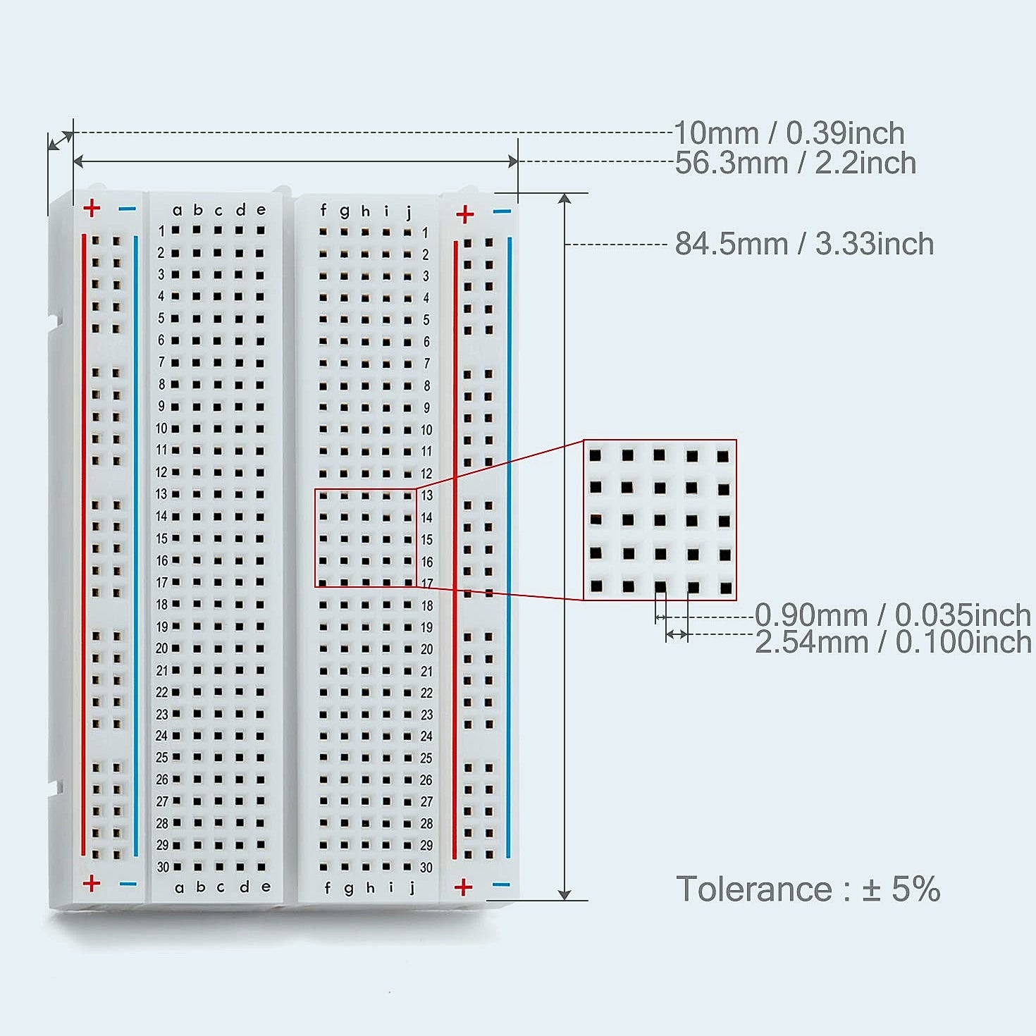 CHANZON BB-801 Breadboard Kit 3 Pack, 400 Tie Points