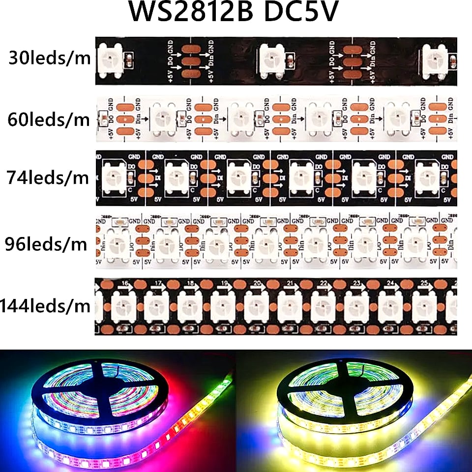 TNALANT WS2812B Addressable LED Strip 5V RGB Pixels