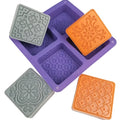 Silicone Soap Mold - 4 Cavities Square Flower Baking Molds For Soap Candles Jelly