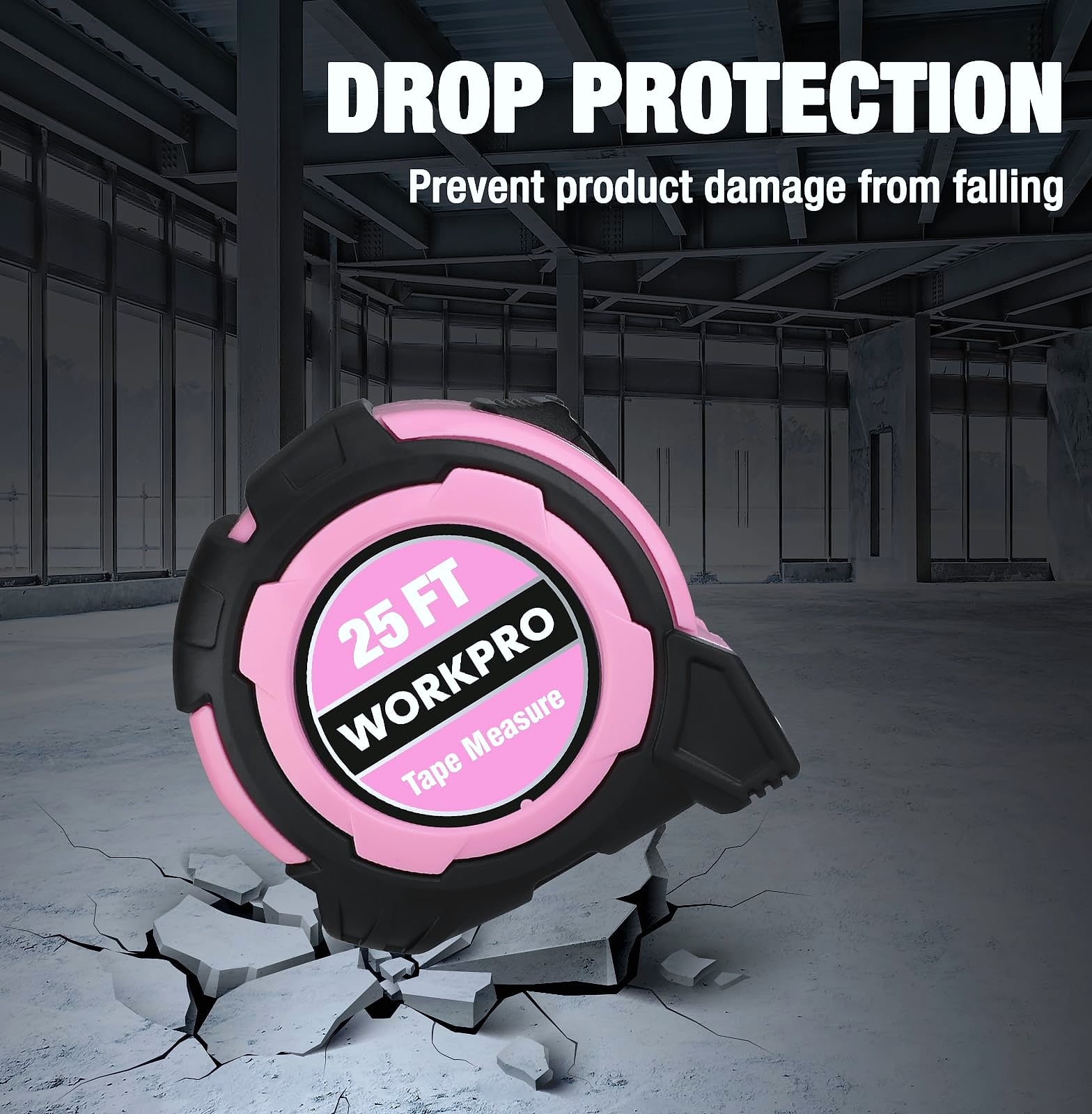 WORKPRO 25FT Pink Tape Measure with Magnetic Hook