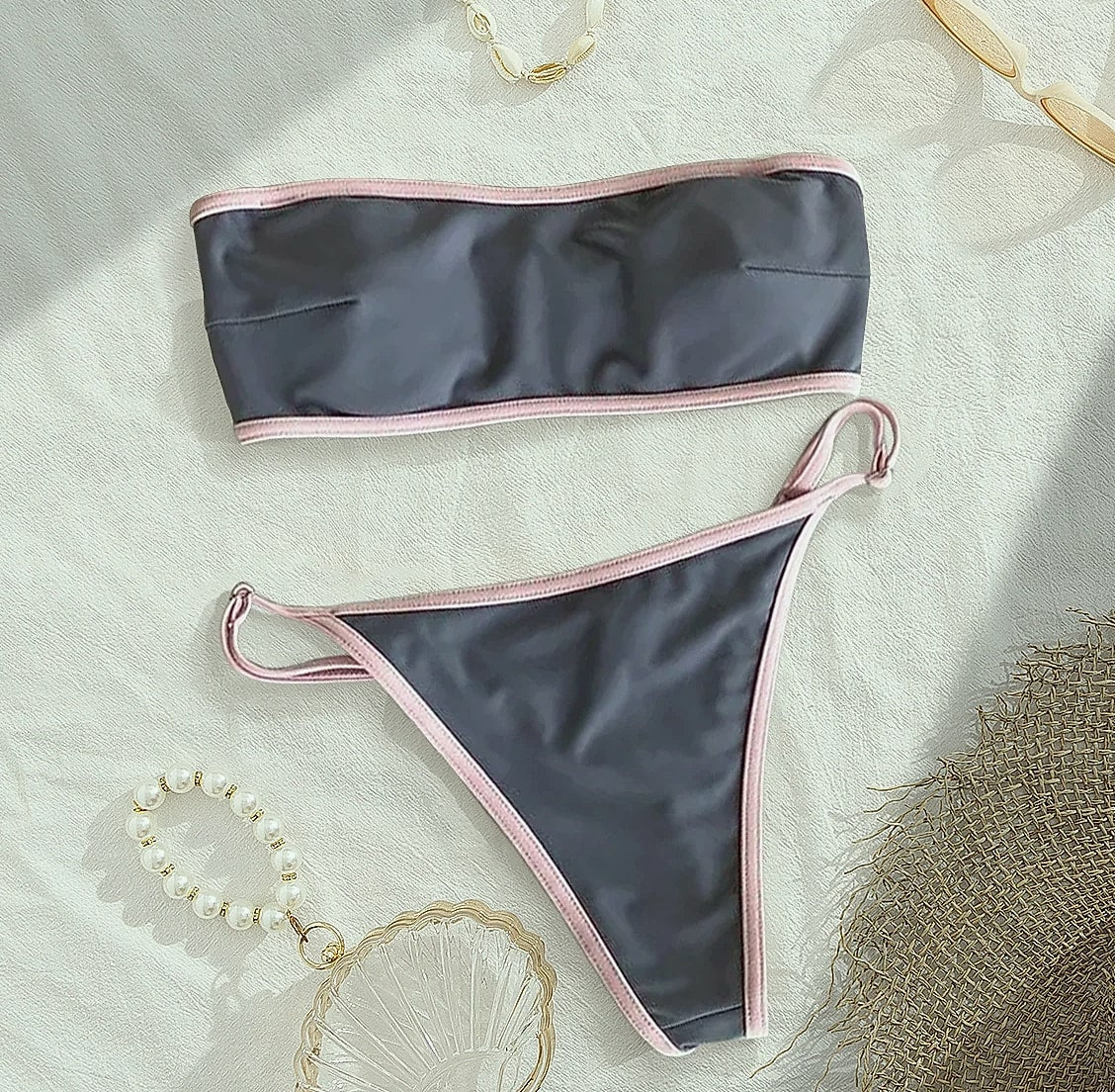 WAVECHO Women's Bikini Set with Chain Detail Swimwear