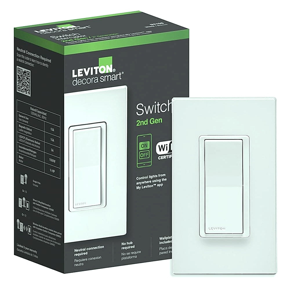 Leviton D215S-1RW Decora Smart Wi-Fi Switch, Matter Compatible