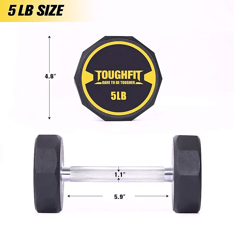 5-50 lb Dumbbell Set with Steel Cast Core, Non-slip Knurled Handles