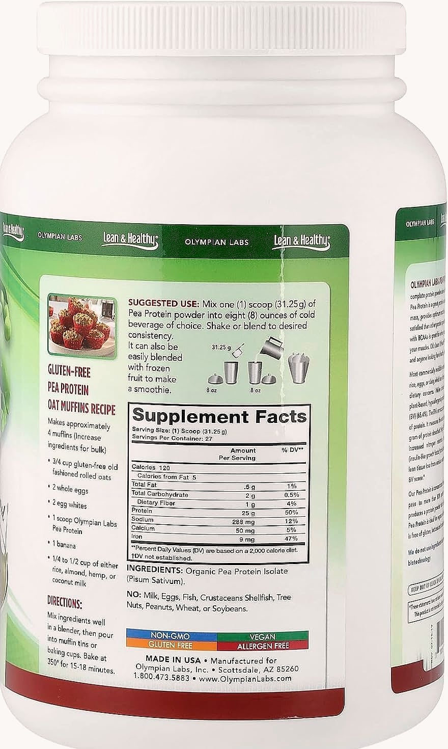 Olympian Labs Plant Based Pea Protein Powder, Unflavored
