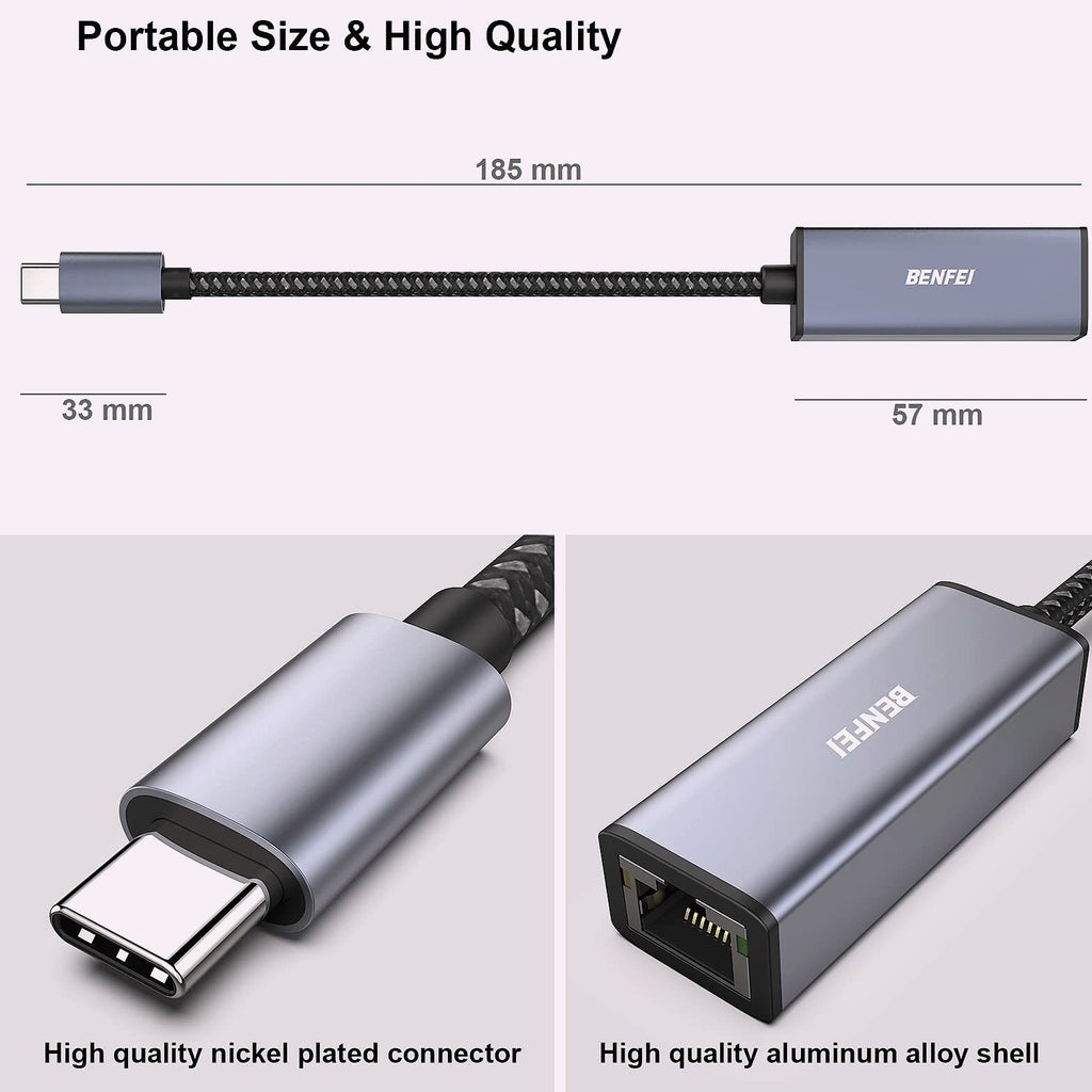 BENFEI USB-C to Ethernet Adapter, Gigabit RJ45