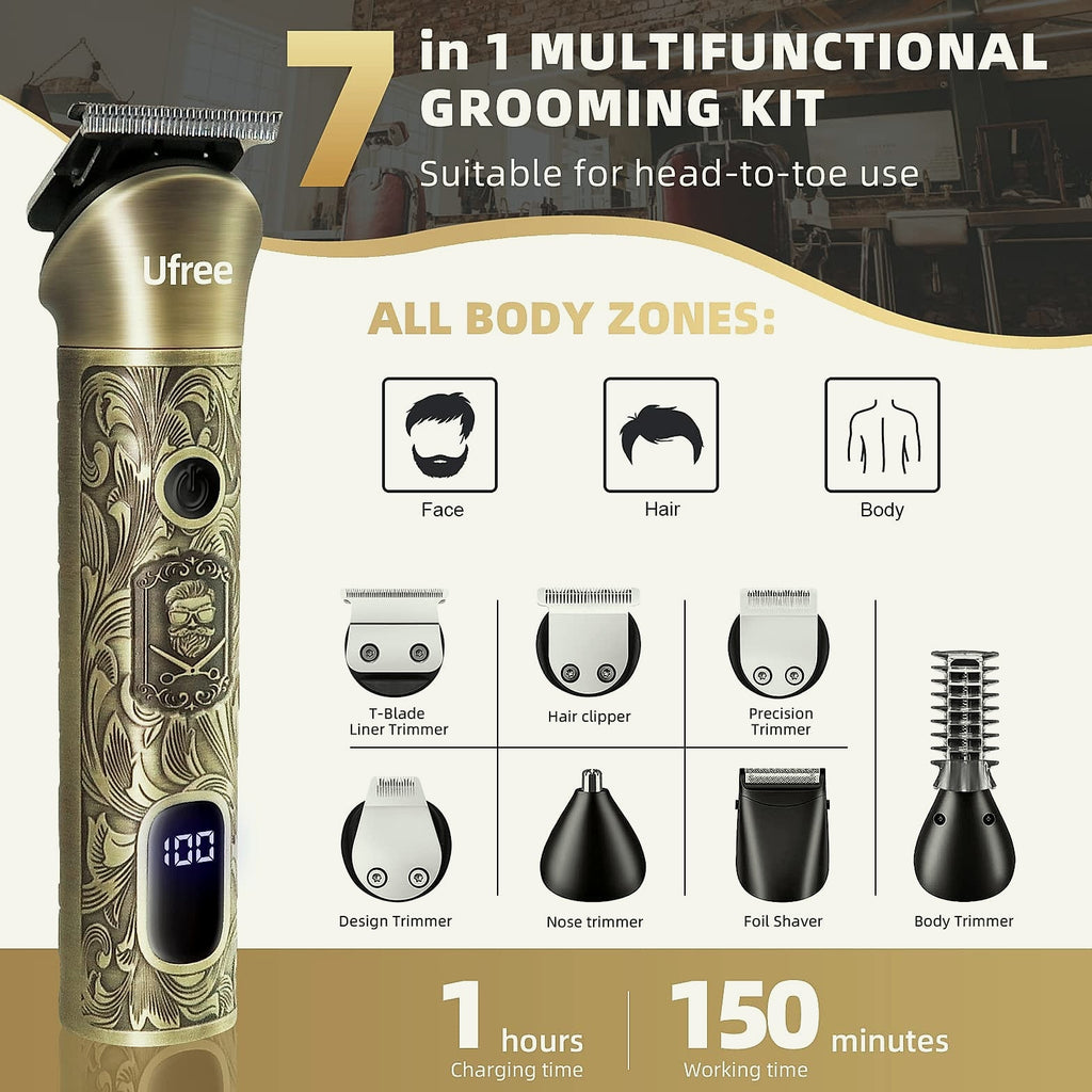 Ufree Cordless Beard Trimmer and Hair Clipper Grooming Kit