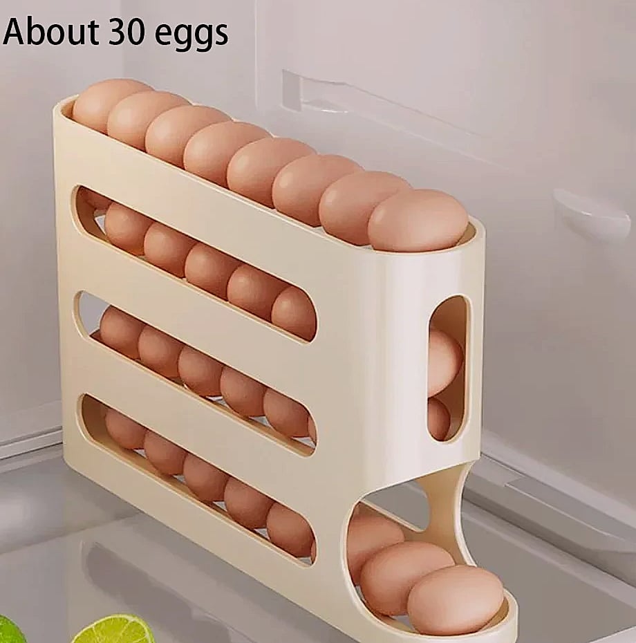 AEHOME 4-Layer Automatic Rolling Egg Holder Fridge Organizer