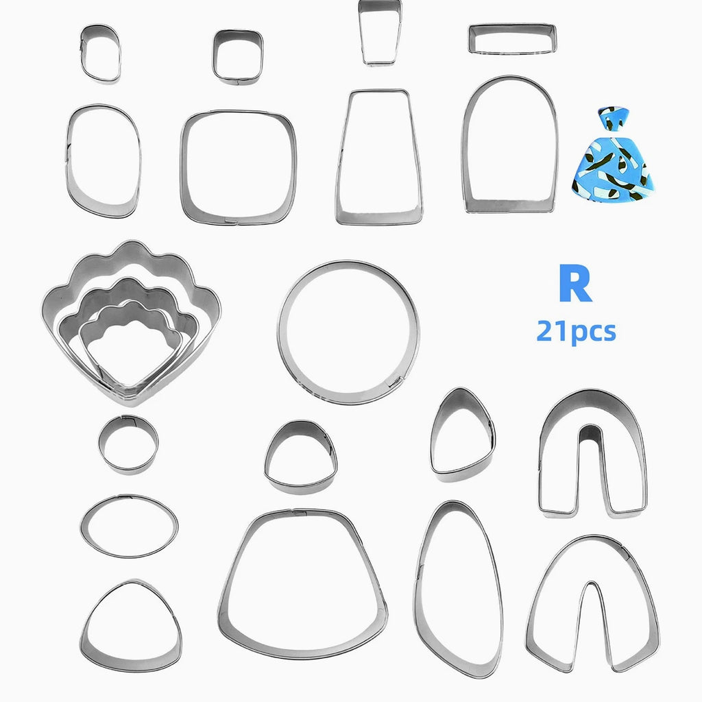 21PCS Polymer Clay Cutters Set Earring Jewelry Cutting Mold Tool Findings DIY