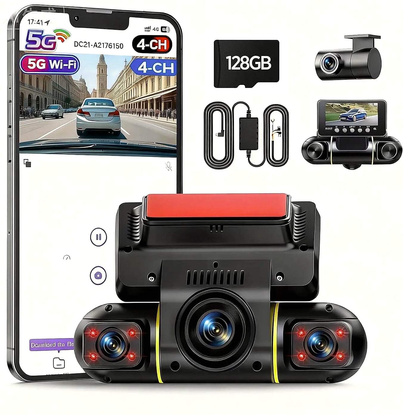 4 Channel Dash Cam System 360 Degree View with WiFi