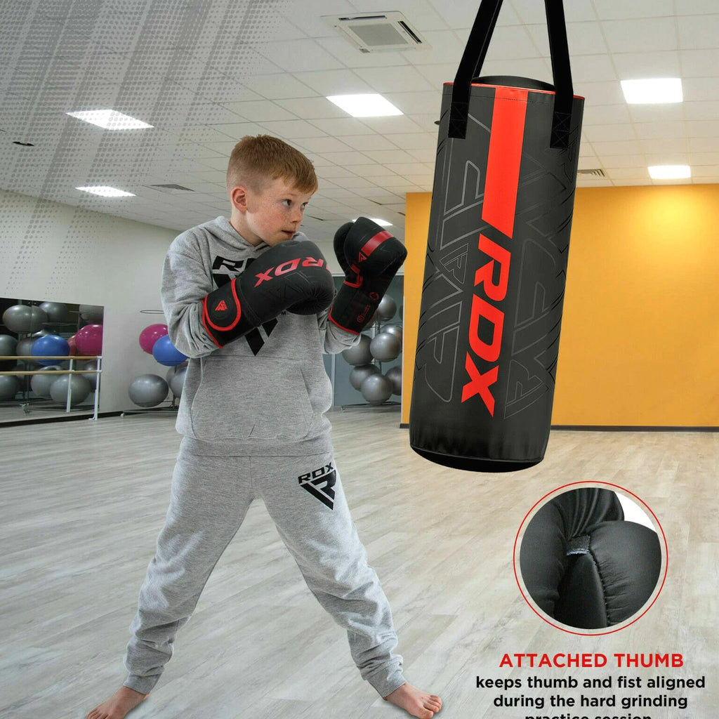Hanging Punching Bag for Kids by RDX 2FT Leather Filled Punching Bag with Gloves