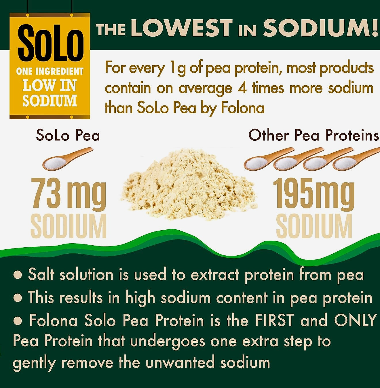 FOLONA SOLO Organic Pea Protein Isolate Powder 2.7 lbs