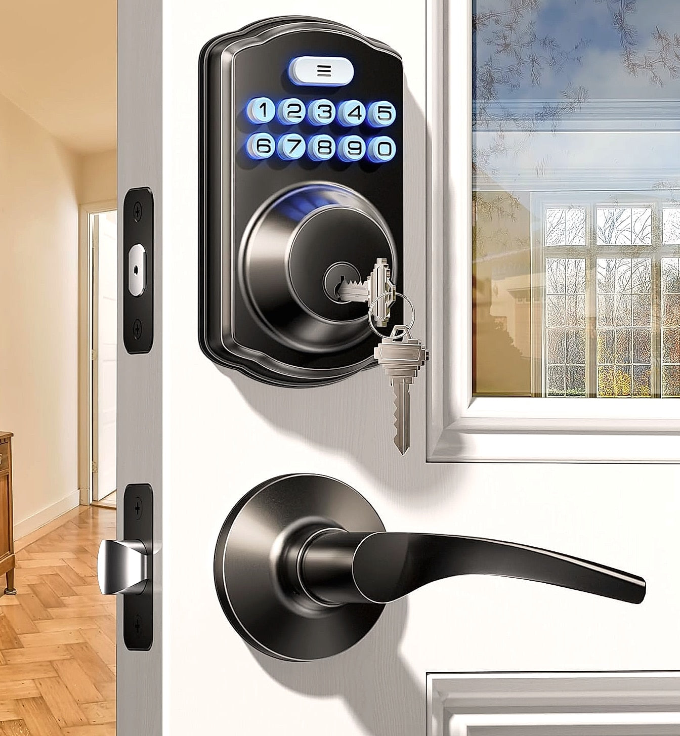 Veise Keyless Entry Door Lock with Lever Handles Digital Deadbolt