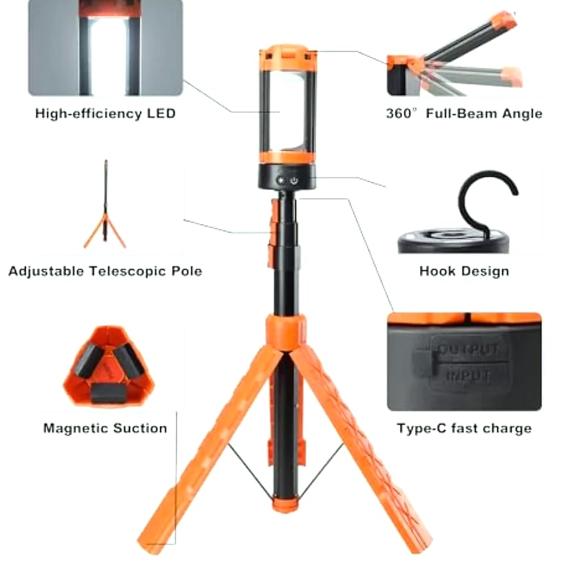 Aluminum 73 Rechargeable LED Camping Light with Telescopic Stand