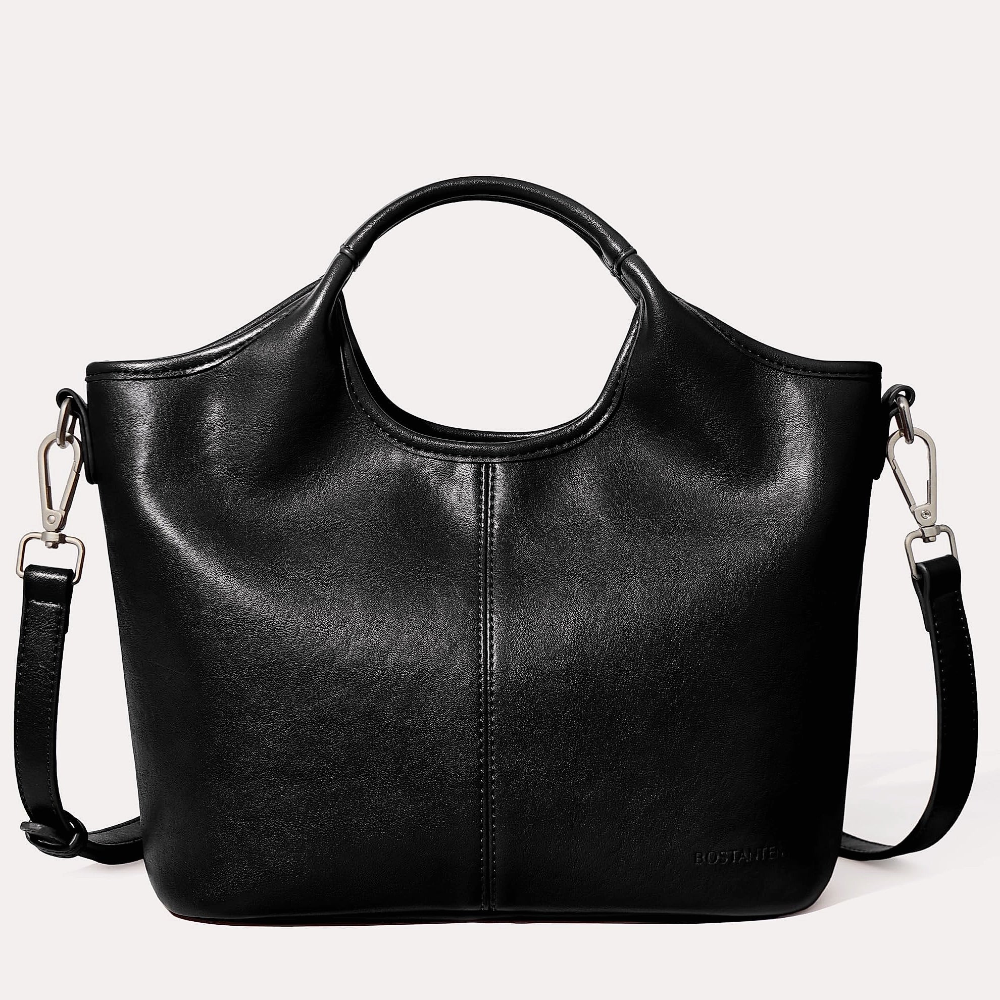 BOSTANTEN Vegan Leather Satchel Handbag with Detachable Strap