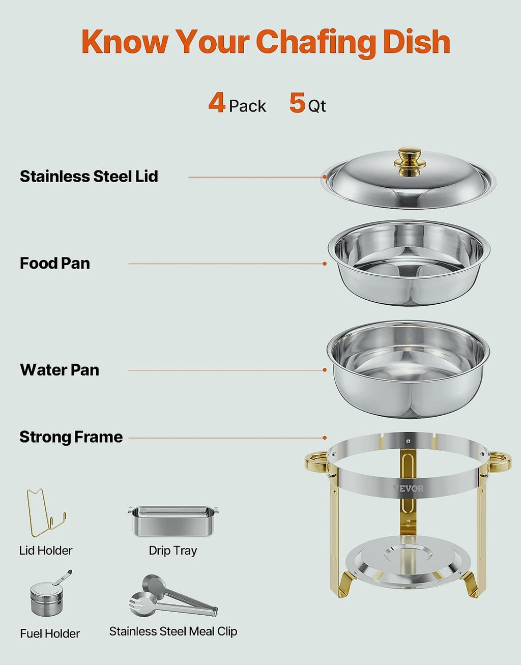 SucceBuy 4-Pack Chafing Dish Buffet Set Stainless Steel