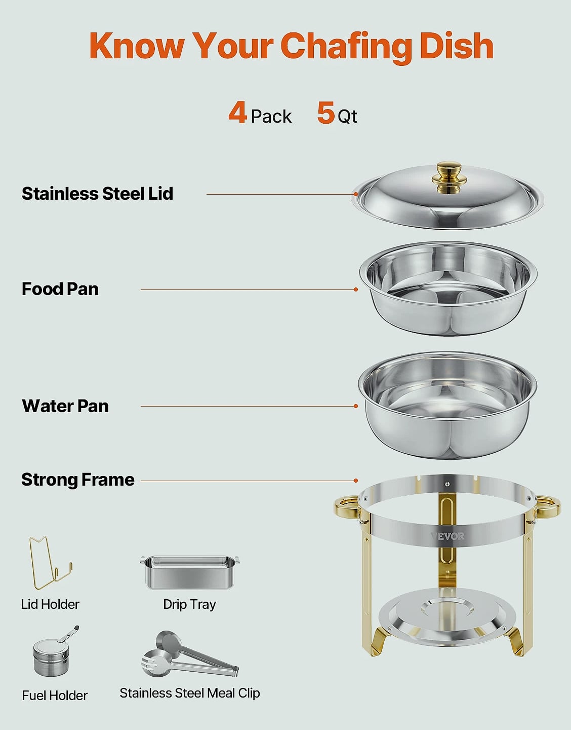 SucceBuy 4-Pack Chafing Dish Buffet Set Stainless Steel