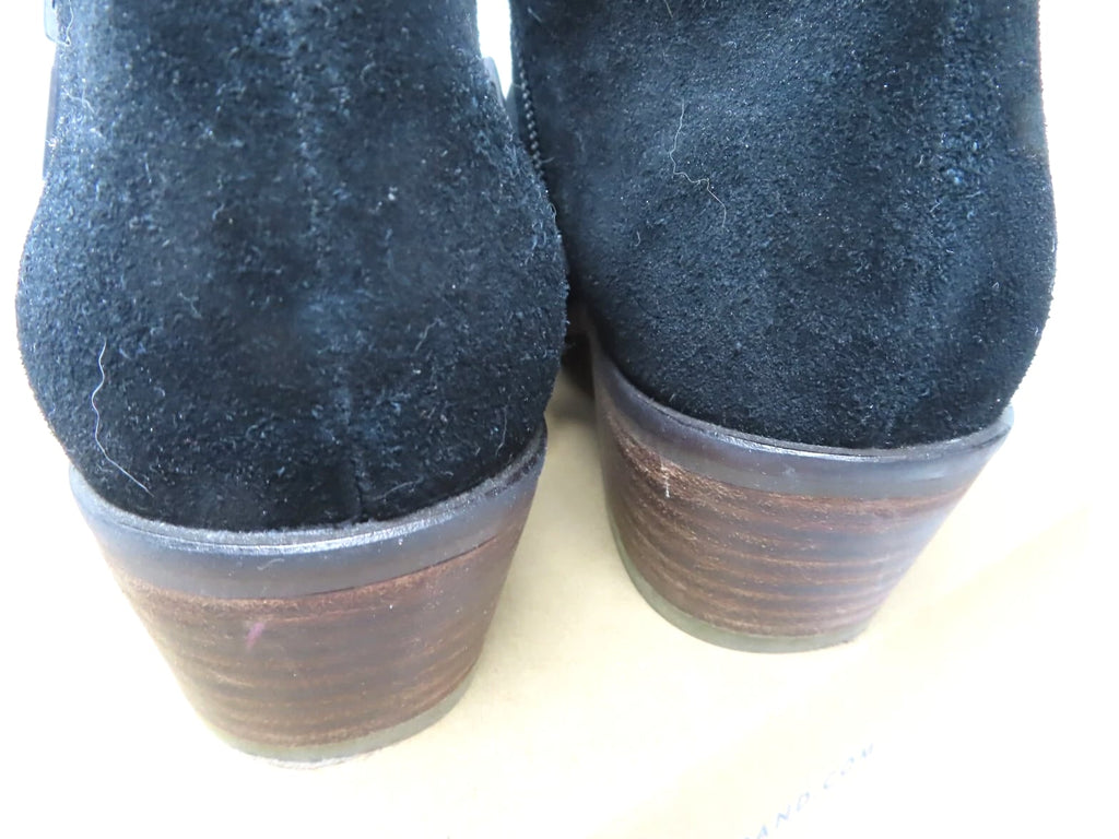 LUCKY Black Oiled Suede Ankle Zipper Boot Sz 8.5 W  LP=FHUNA