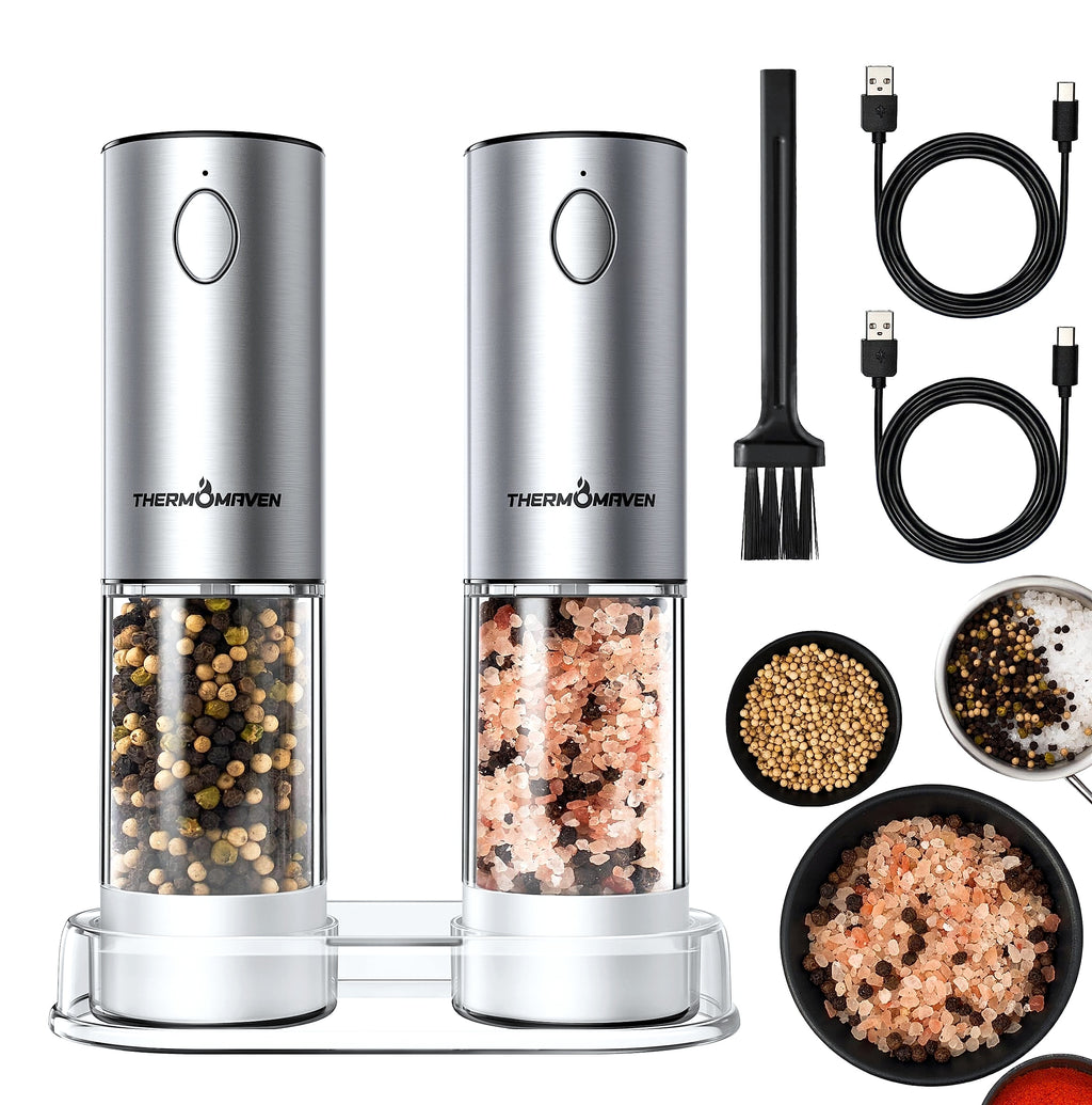ThermoMaven 110ml Rechargeable Electric Salt Pepper Grinder Set