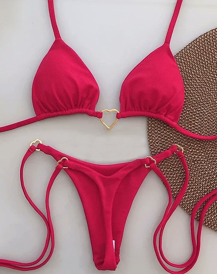 Women's White Solid Color Bikini Two-Piece Swimsuit