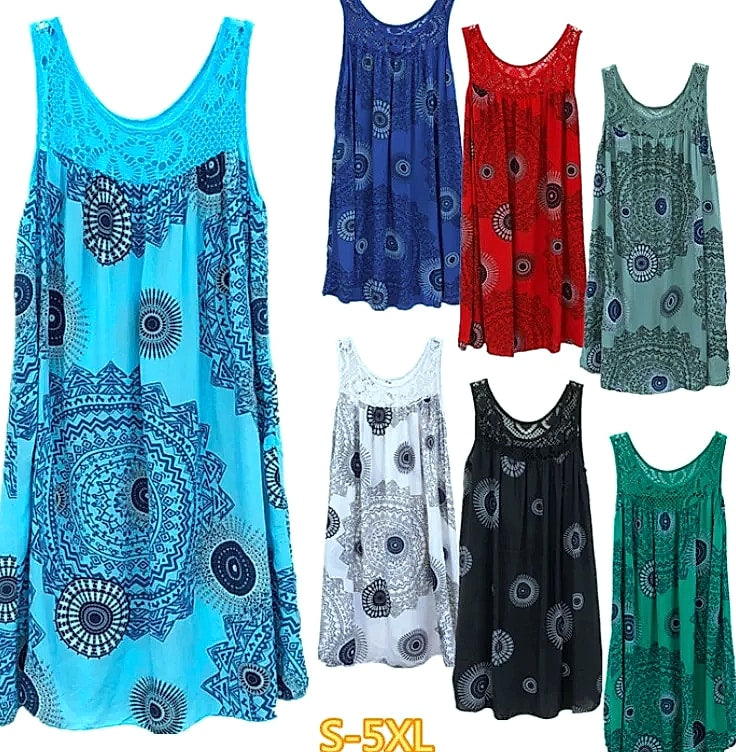 Women's Sleeveless Lace Print Camisole Summer Dress