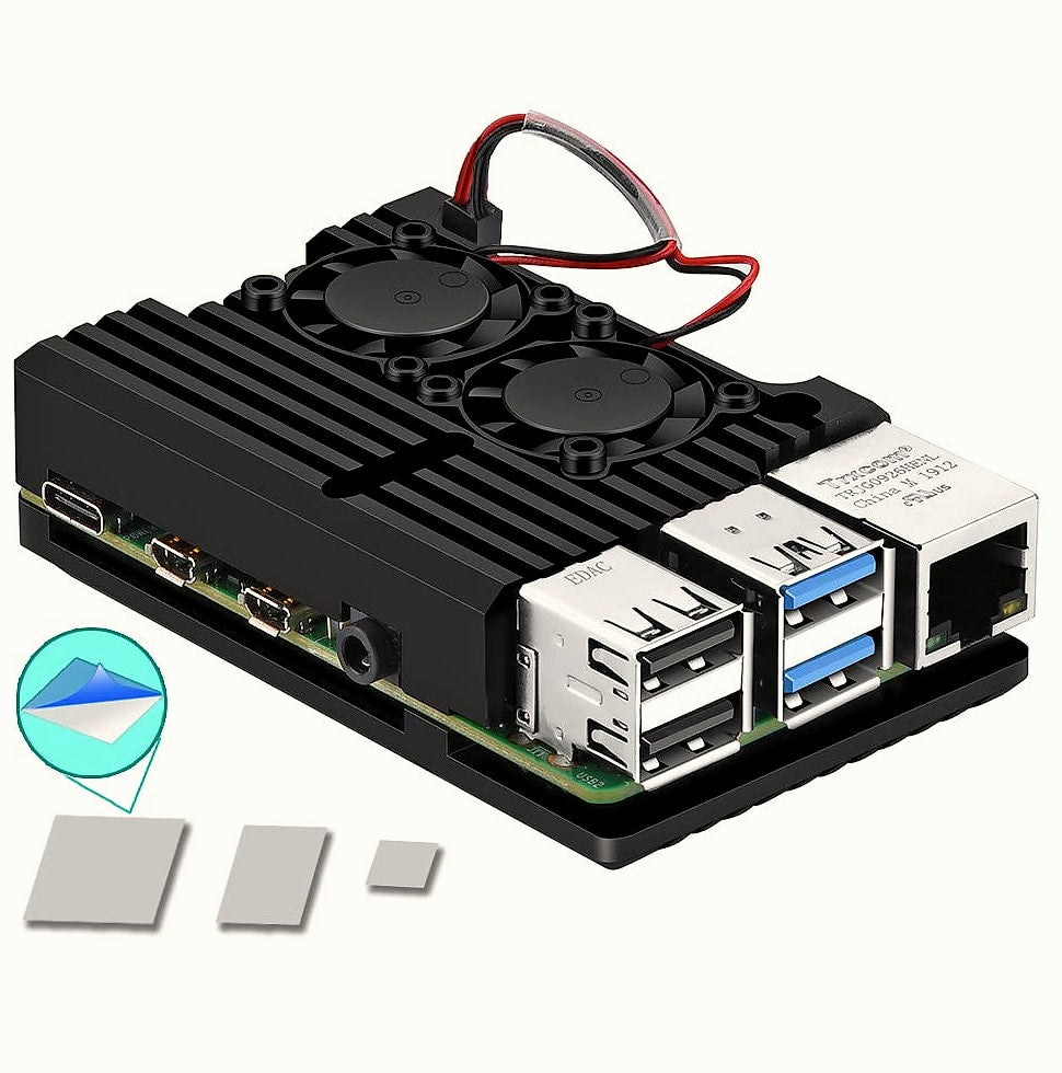 MazerPi Raspberry Pi 4 Aluminum Case with Dual Fan Cooling