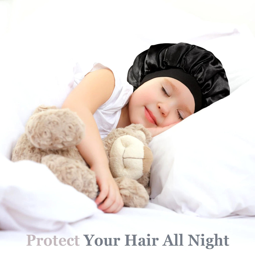 3 Pcs Bonnet for Kids, Kids Bonnets for Girls, Satin Silk Hair Bonnet for Sleeping