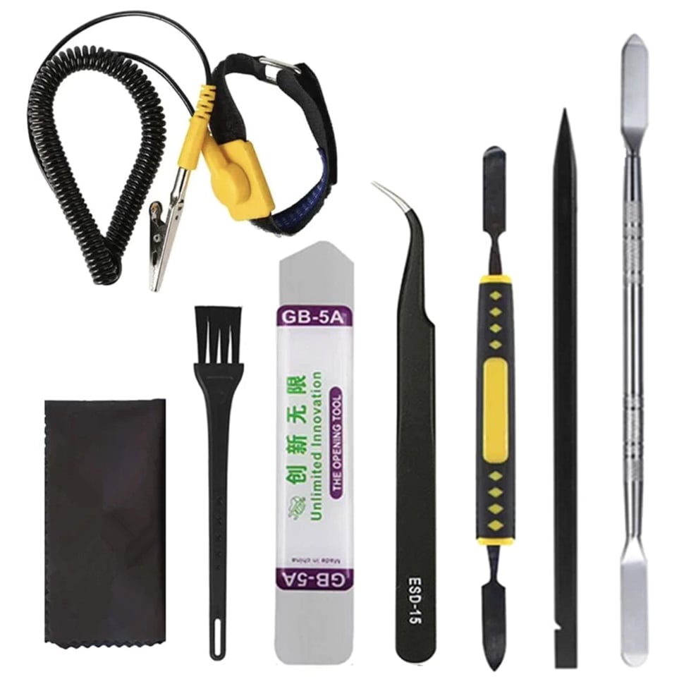 ANTISTATIC WRIST BAND OPEN PRY REPAIR TOOL KIT FOR ELECTRONIC GADGETS DEVICES PC