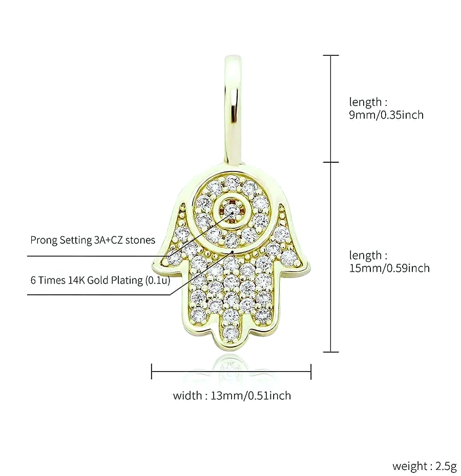 TOPGRILLZ 925 Sterling Silver Hand Pendant Cubic Zirconia