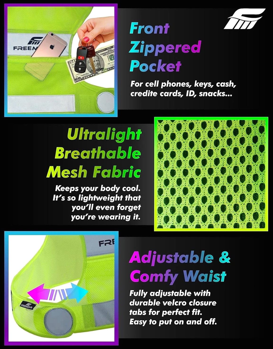 Reflective Vest - Running Gear + 2 Bands & Bag/Ultralight & Comfy Safety Vest...