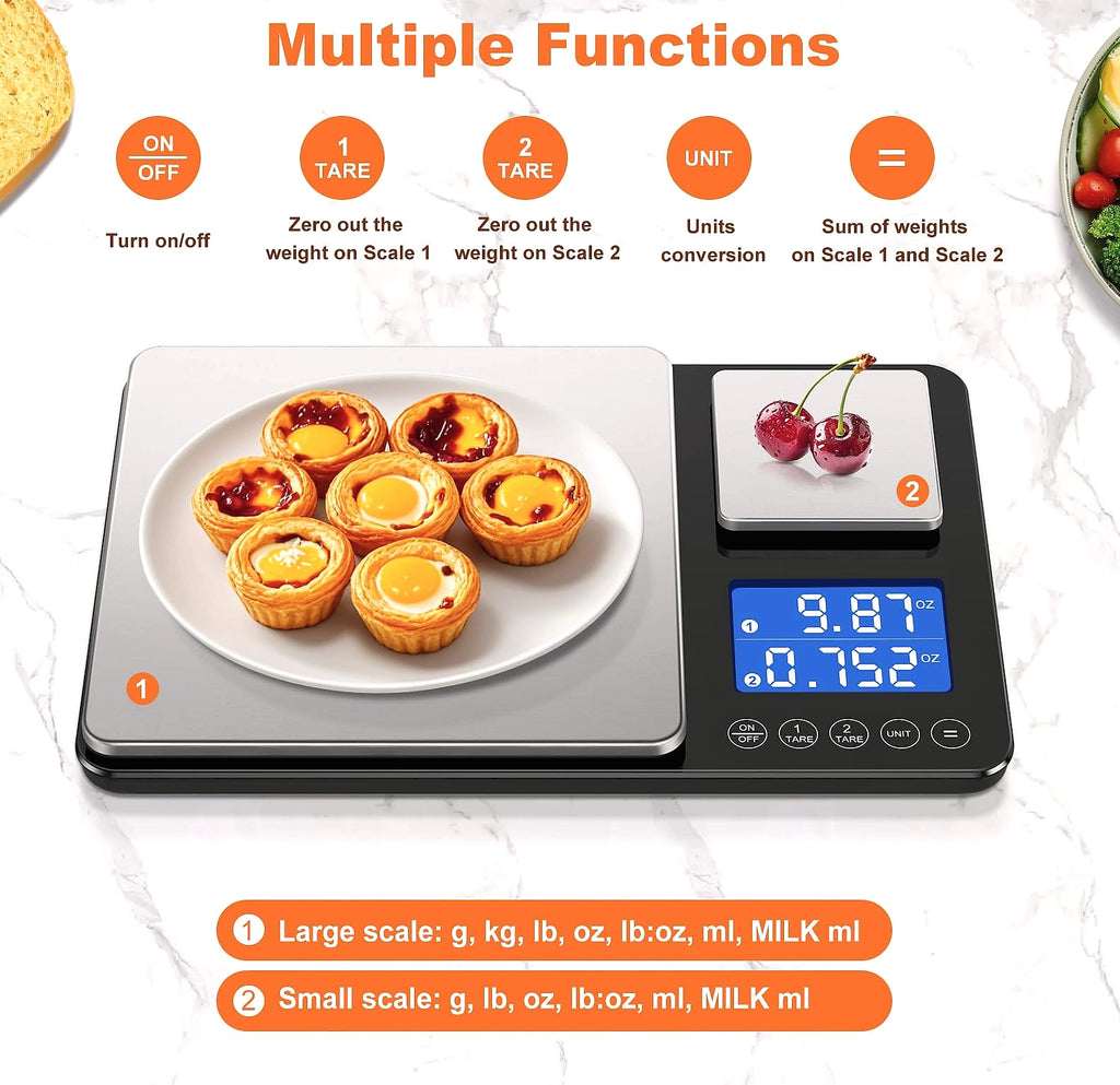 KUAIVO Dual Platform Food Scale, 0.001oz Precision Baking