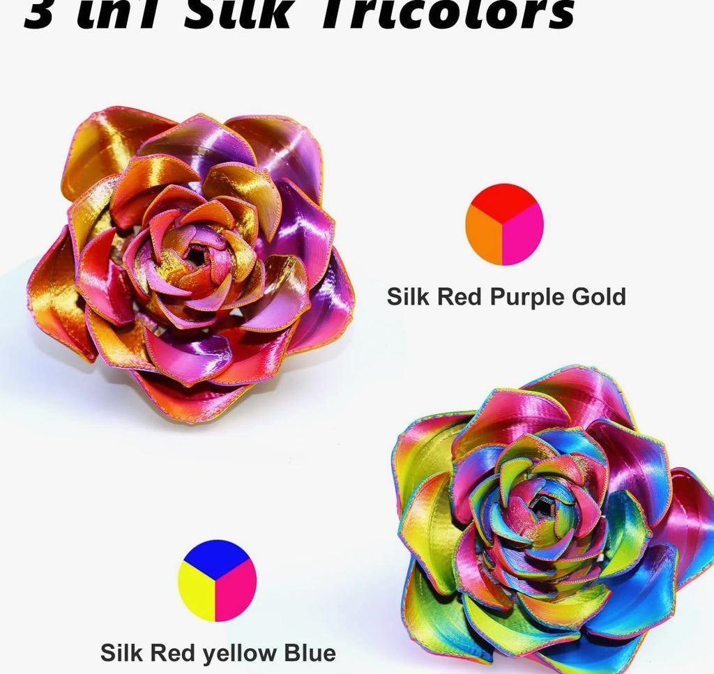 3D PLA Filament 1.75Mm Bundle - Tricolor 3D Printer Filament, Rainbow Silk