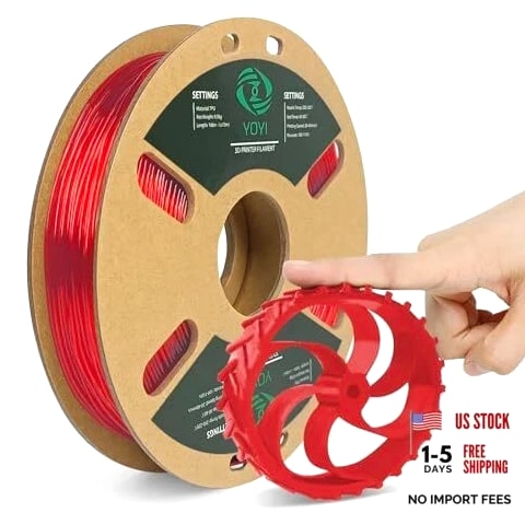 3D Printer Filament, 95A Filament 1.75mm, Flexible TPU 0.5kg Transparent Red