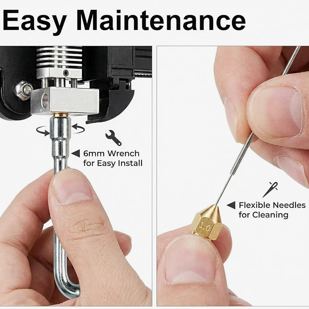 3D Printer Nozzle Kit, 16 PCS MK8 Brass Nozzles 0.2/0.4/0.6/0.8/1.0Mm with Wrench
