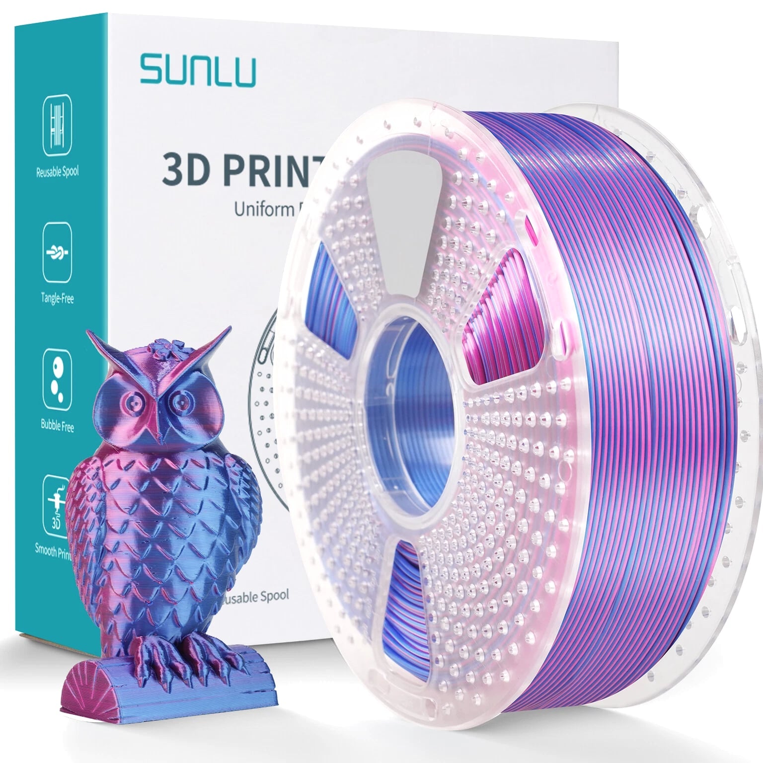SUNLU Silk Textures PLA+ 3D Printer Filament Dual/Triple Color 1KG 1.75mm Smooth