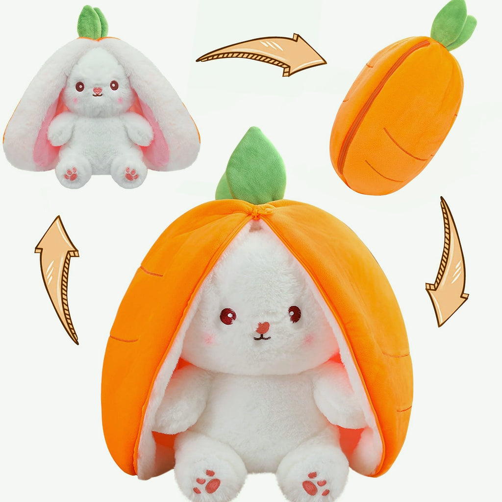 MIAODAM Reversible Strawberry Bunny Plush Toy, 7 inch