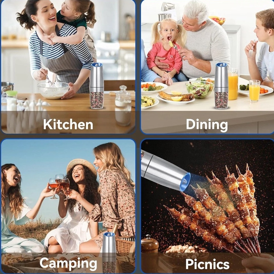 Rechargeable Electric Salt and Pepper Grinder, Adjustable Electric Salt and5817