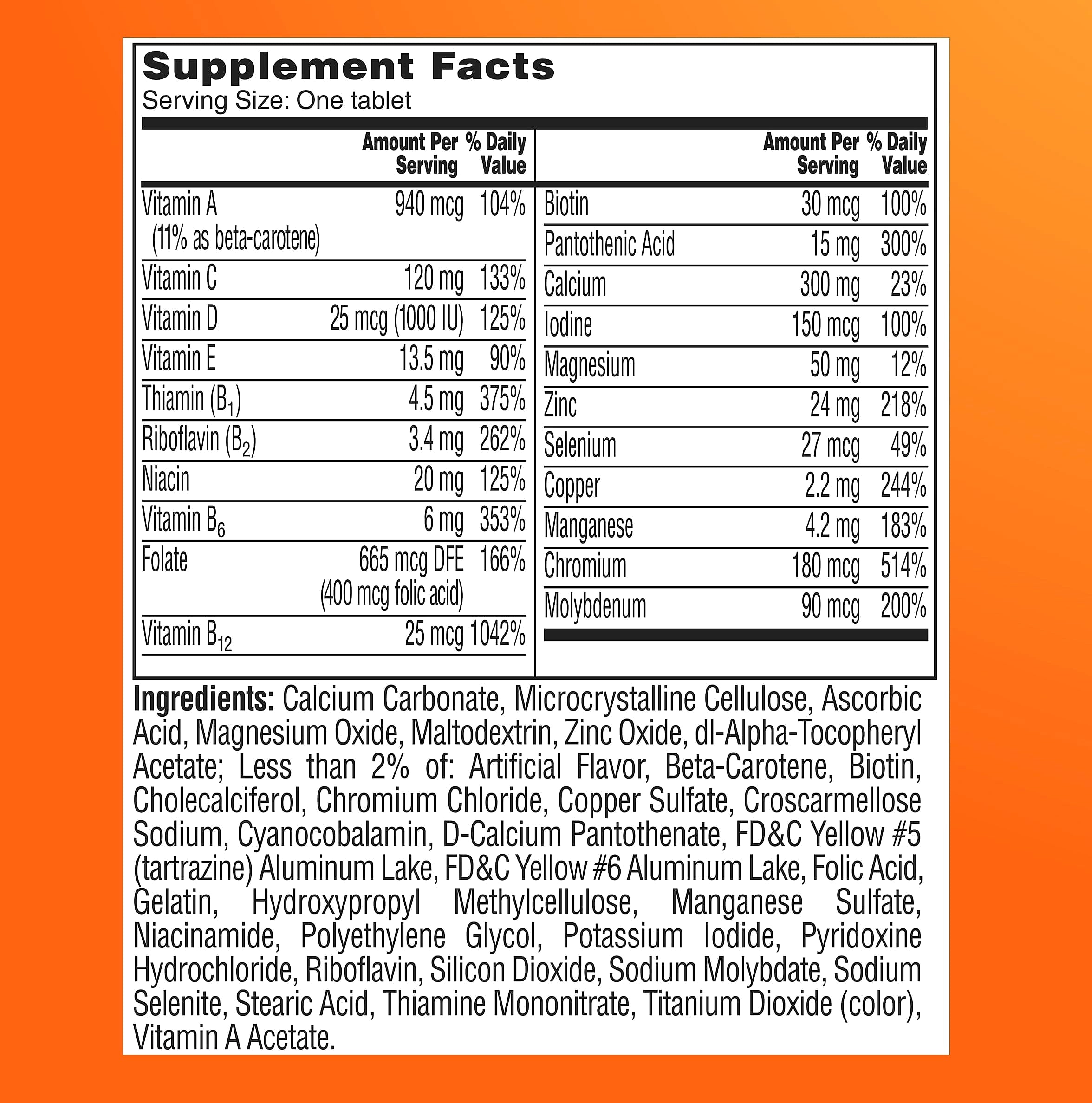 One A Day Women 50+ Multivitamin Tablets, 200 Count