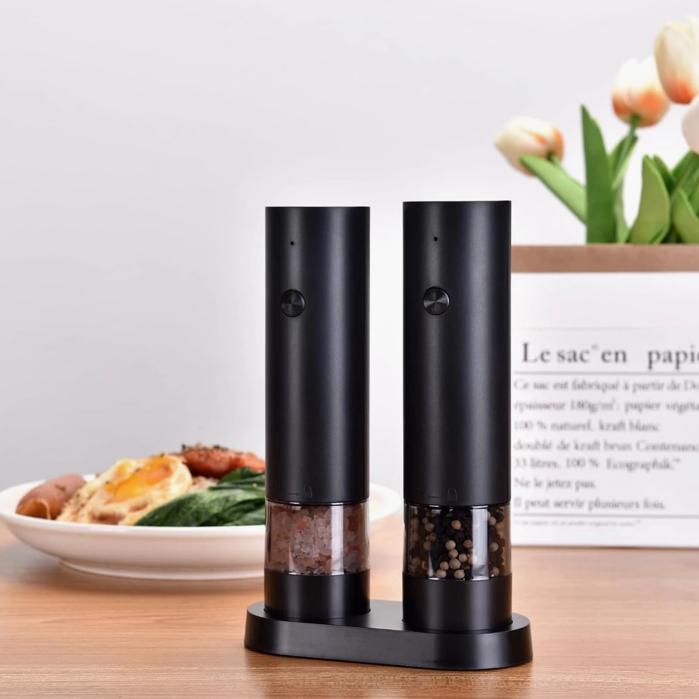 Electric Salt and Pepper Grinder Set-Rechargeable Salt and Pepper Mill Set All i