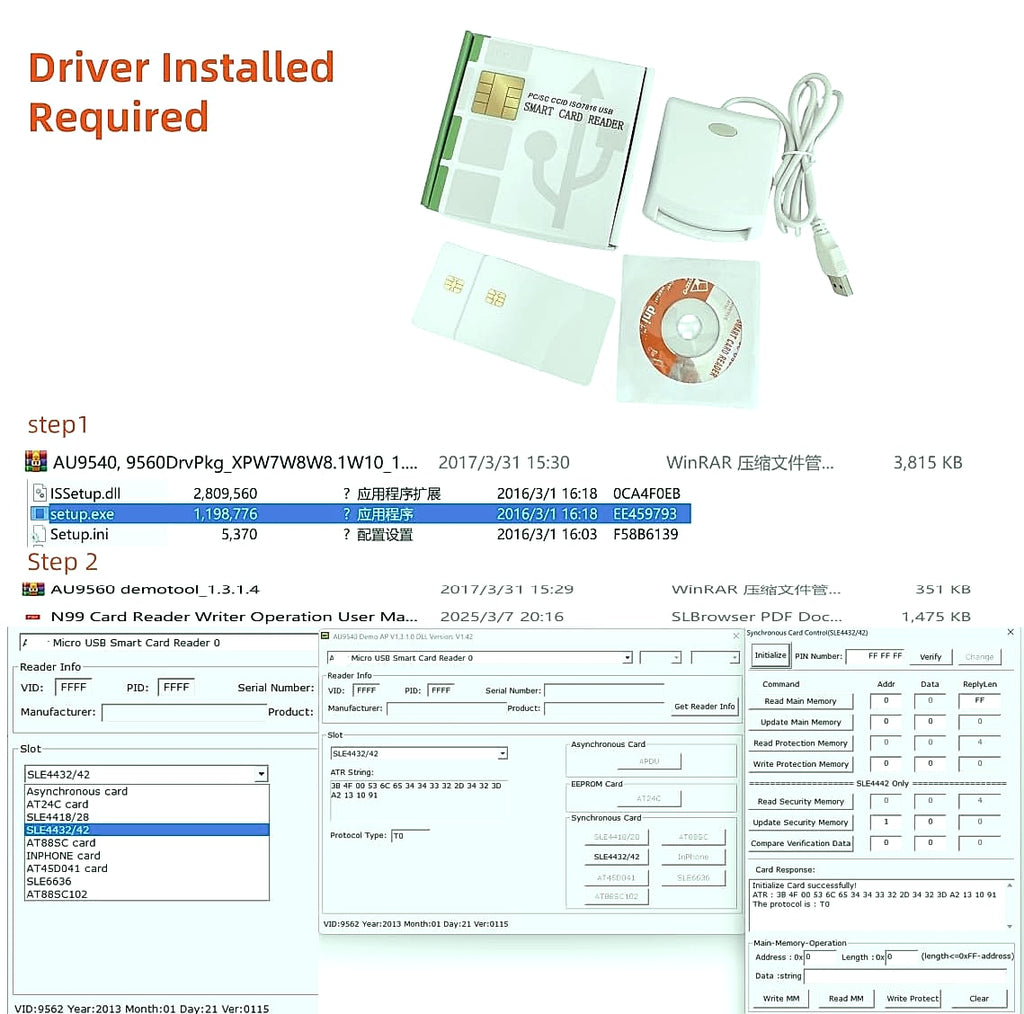 XCRFID SCRN99 ISO7816 Contact Chip Card Reader Writer USB