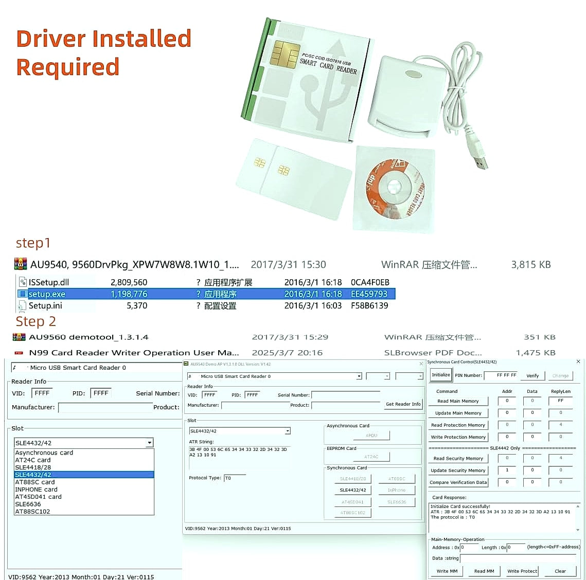 XCRFID SCRN99 ISO7816 Contact Chip Card Reader Writer USB