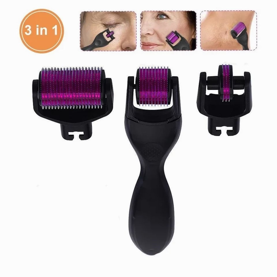 Derma Roller Kit For Face, Beard, Hair 540 Titanium Microneedle 0.5/1/1.5mm